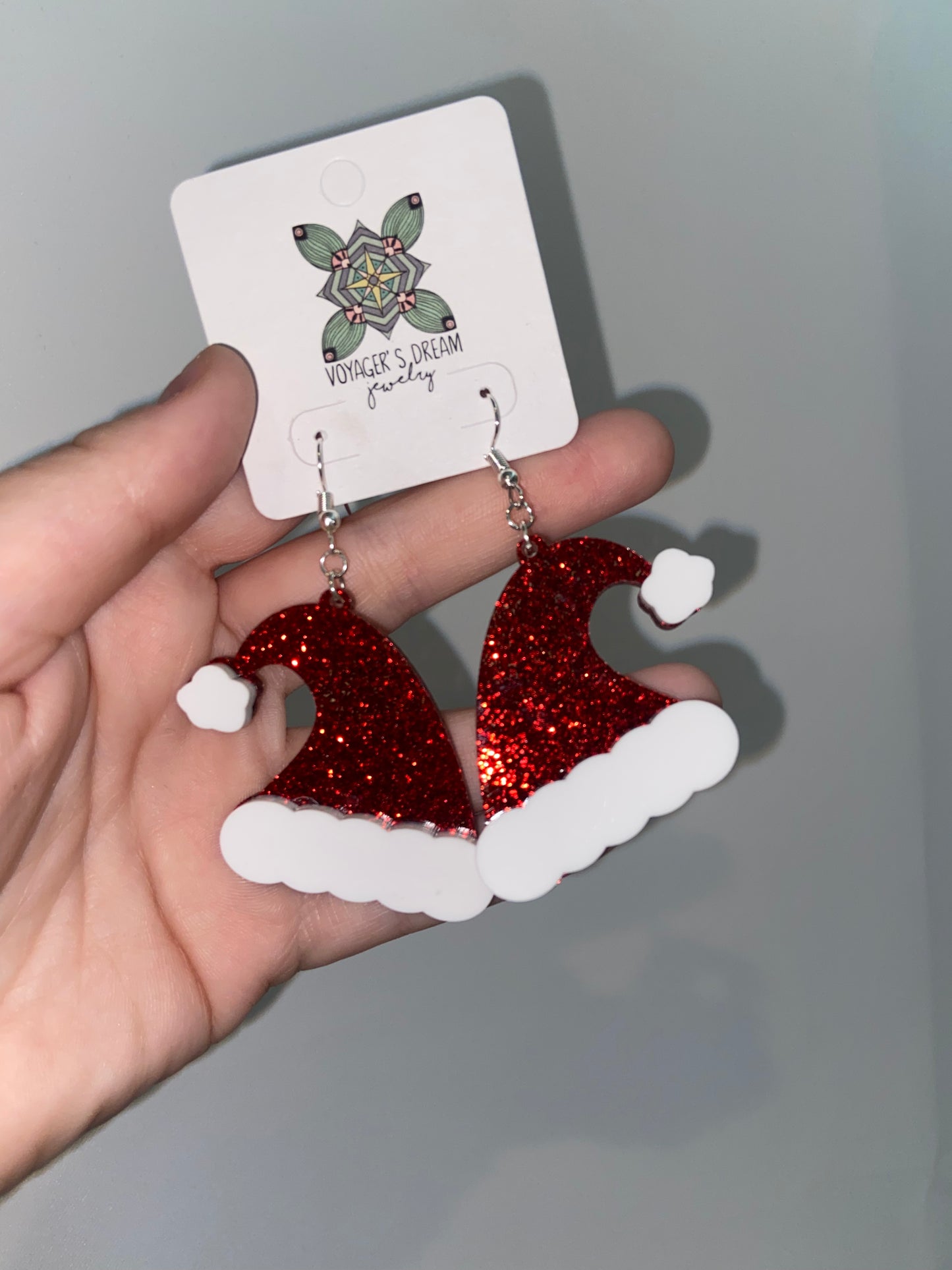 Glitter Santa hat earrings