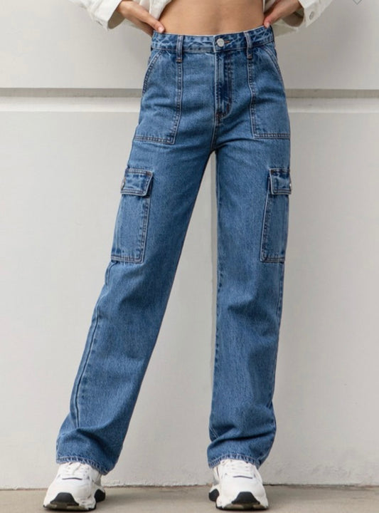 Denim cargo jeans