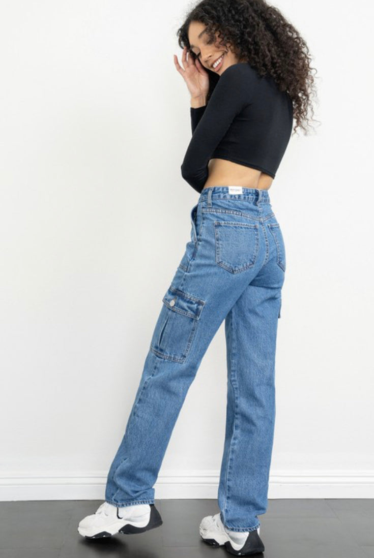 Denim cargo jeans