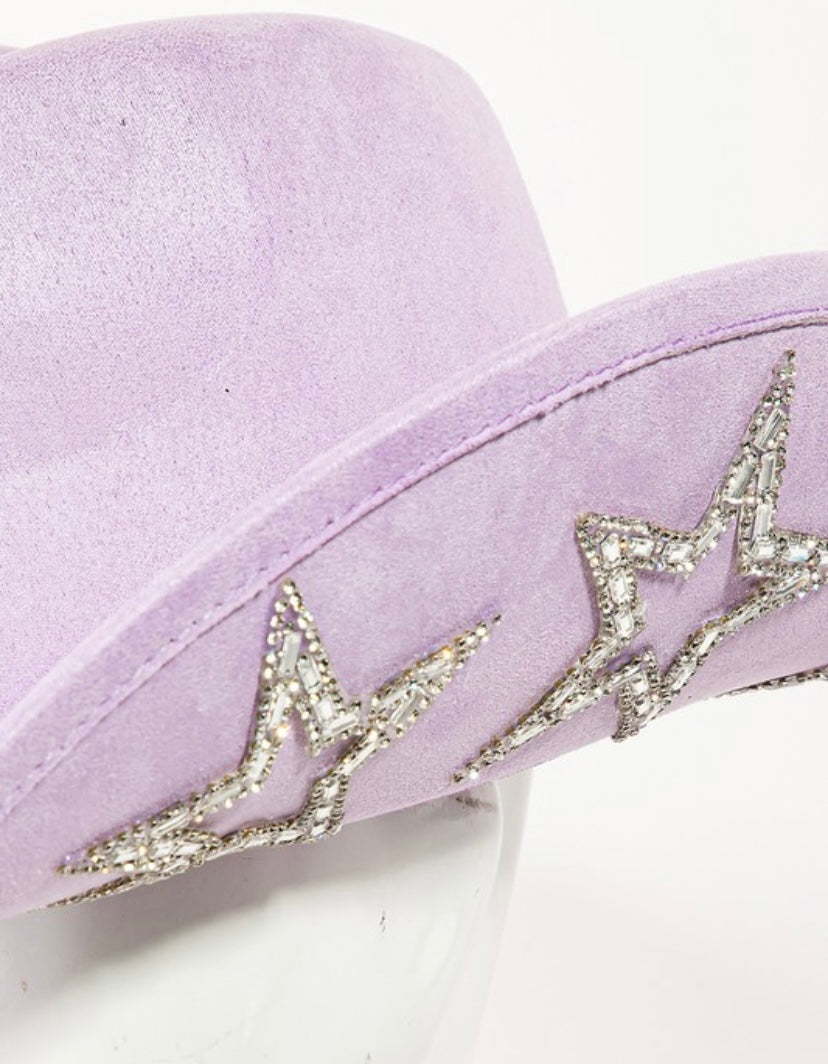 Lavender cowboy hat with sparkly stars