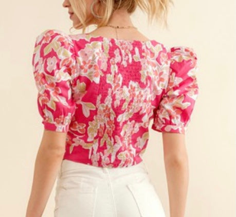 Pink floral corset top