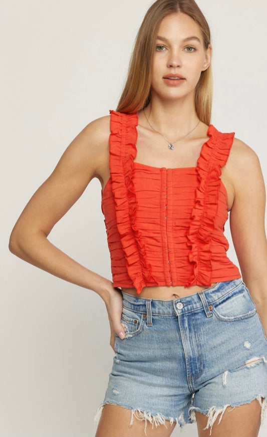 Red ruffle tank top