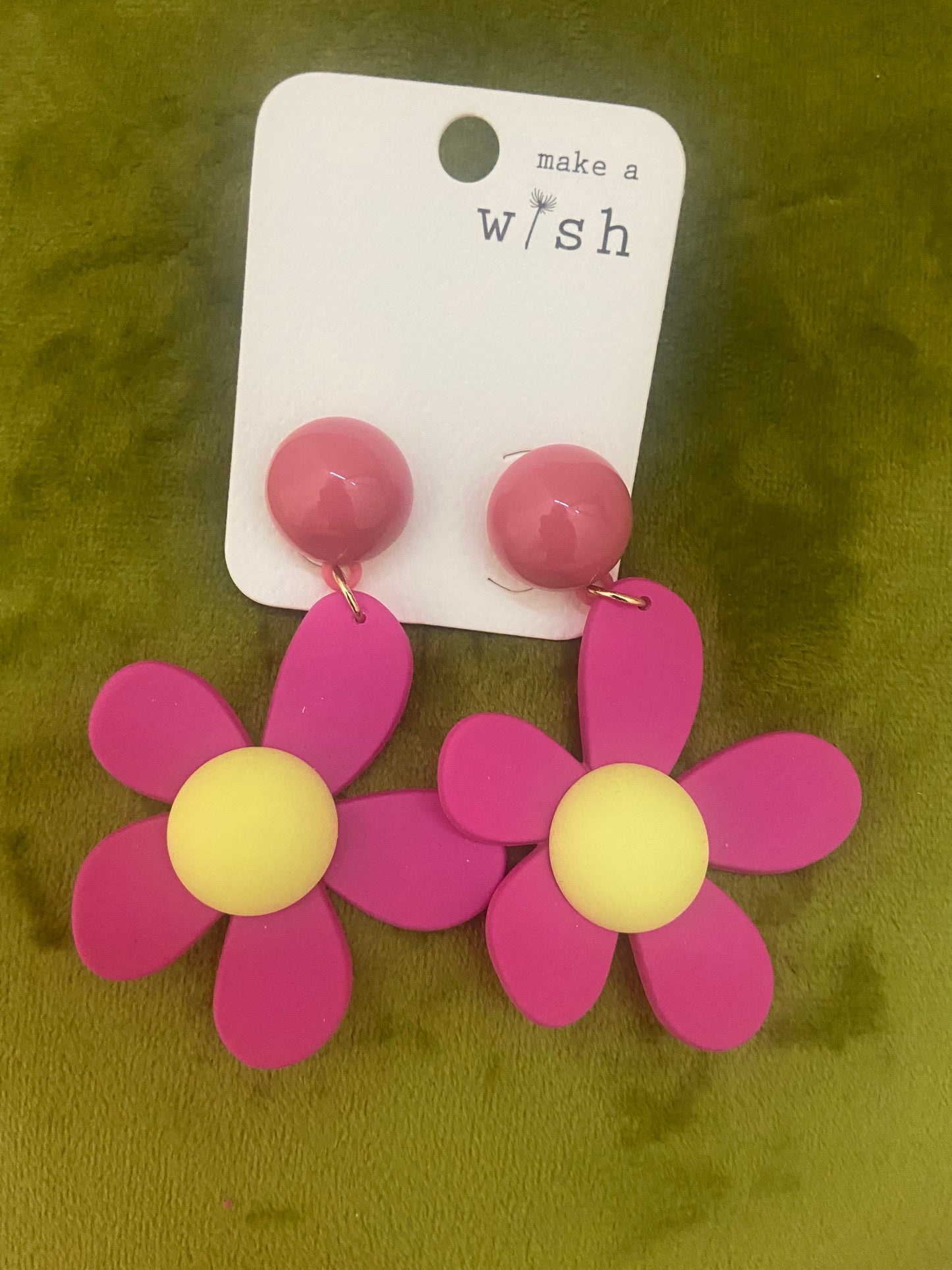 Pink flower earrings