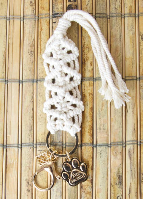 Macrame fur mama keychain