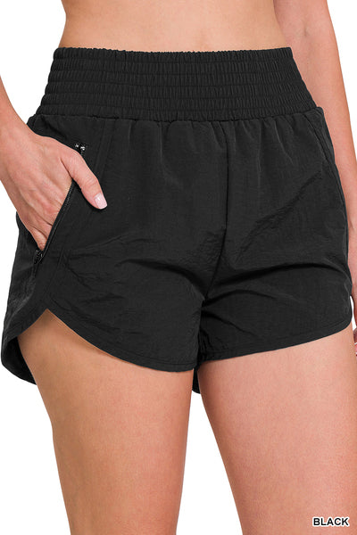 Black athletic shorts with pocket