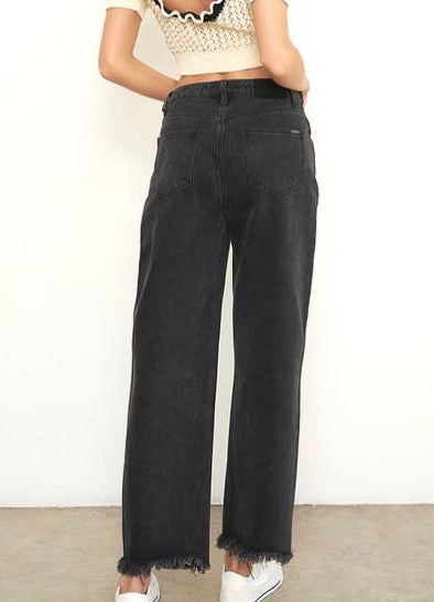 Black flip waist jeans