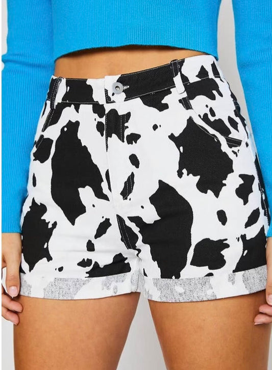 Cow print shorts