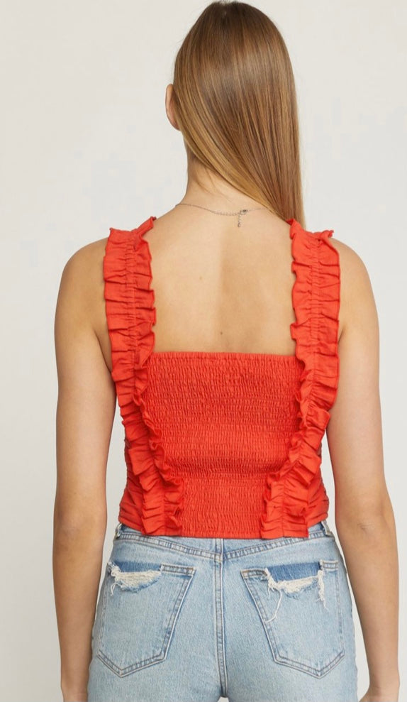 Red ruffle tank top