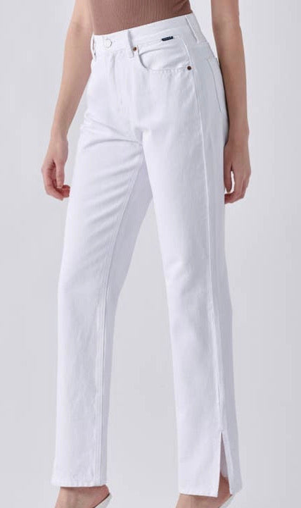 White straight leg jeans