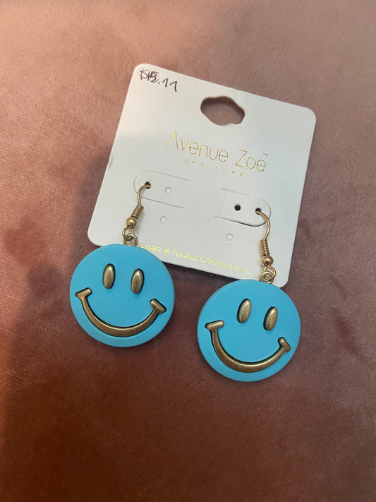 Blue smiley earrings