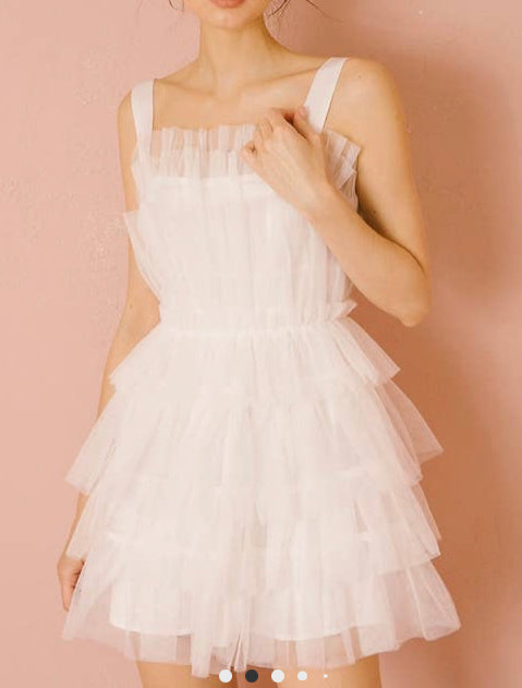 White tulle mini dress