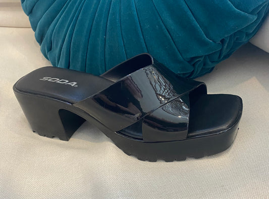 Black cross band sandal