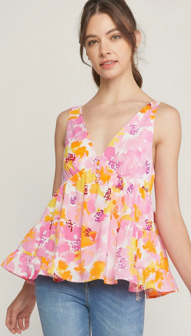 Bright floral tank top