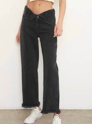 Black flip waist jeans